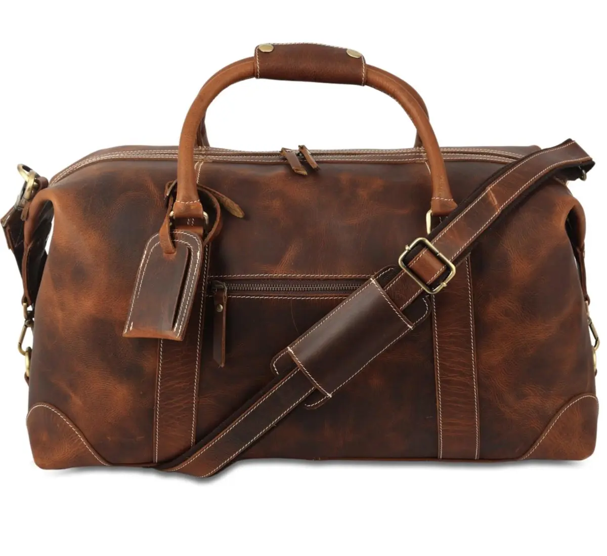 Leather Duffle Bag — Brown, view 1