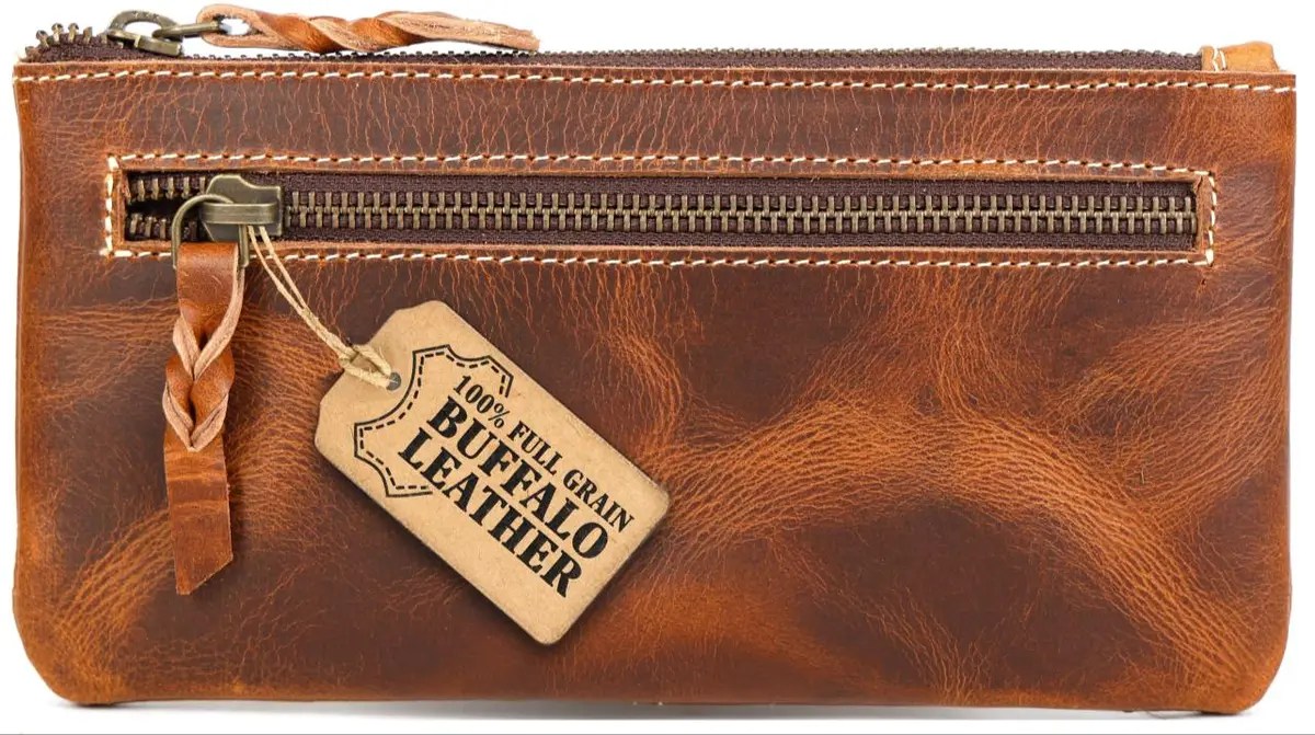 Leather Pencil Case 8×4 in Brown full grain buffalo leather